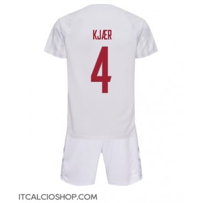 Danimarca Simon Kjaer #4 Seconda Maglia Bambino Mondiali 2022 Manica Corta (+ Pantaloni corti)